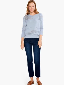 Outlet NIC+ZOE Placed Pointelle Sweater Blue Glacier
