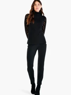 Best Sale NIC+ZOE Pointelle Turtleneck Sweater Tee Black Onyx