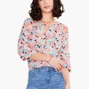New NIC+ZOE Punchy Petals Top Orange Multi