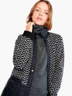 Hot NIC+ZOE Quilted Mix Media Coat Black Multi