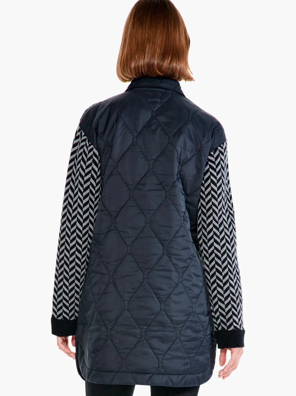 Hot NIC+ZOE Quilted Mix Media Coat Black Multi