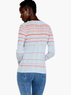 Best Sale NIC+ZOE Reflecting Rays Sweater Tee Blue Multi