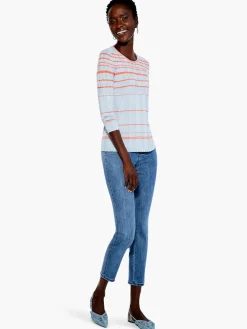 Cheap NIC+ZOE Reflecting Rays Sweater Tee Blue Multi