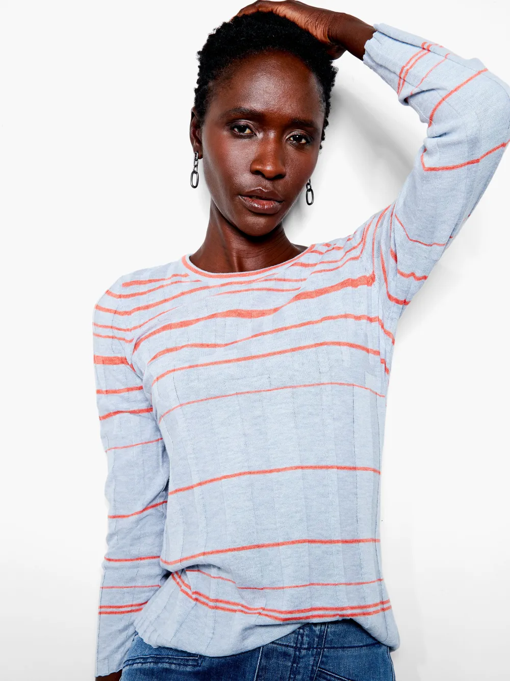 Best Sale NIC+ZOE Reflecting Rays Sweater Tee Blue Multi