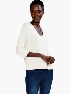 Clearance NIC+ZOE Relaxed Shaker Knit Sweater Canvas