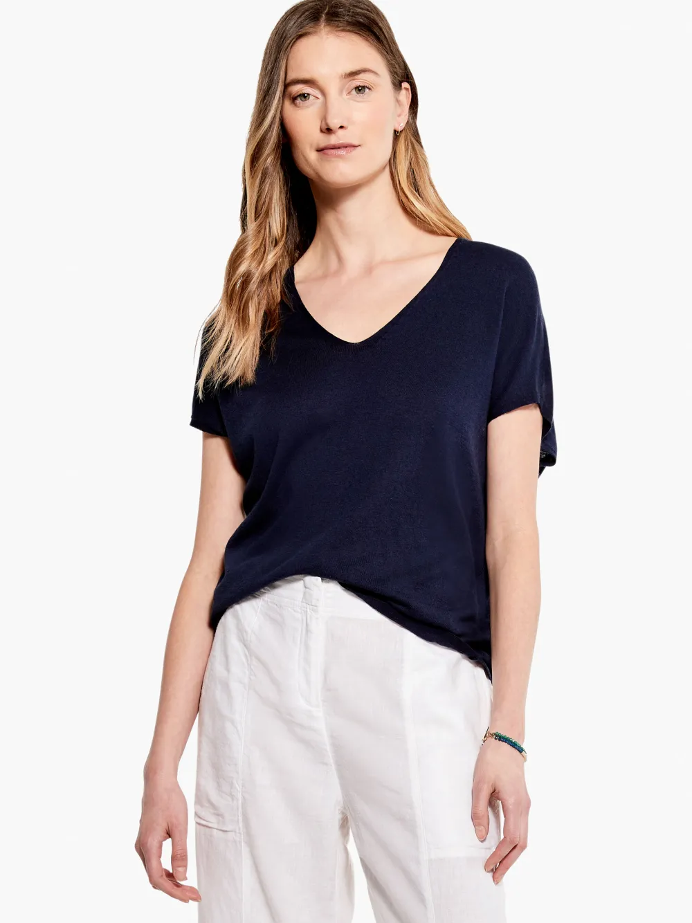 Best NIC+ZOE Relaxed V Sweater Tee Pink Hue