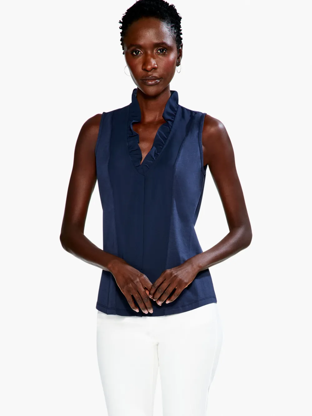 Flash Sale NIC+ZOE Ruffled Around Tank Dark Indigo
