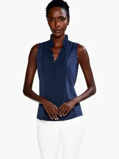 Best Sale NIC+ZOE Ruffled Around Tank Dark Indigo