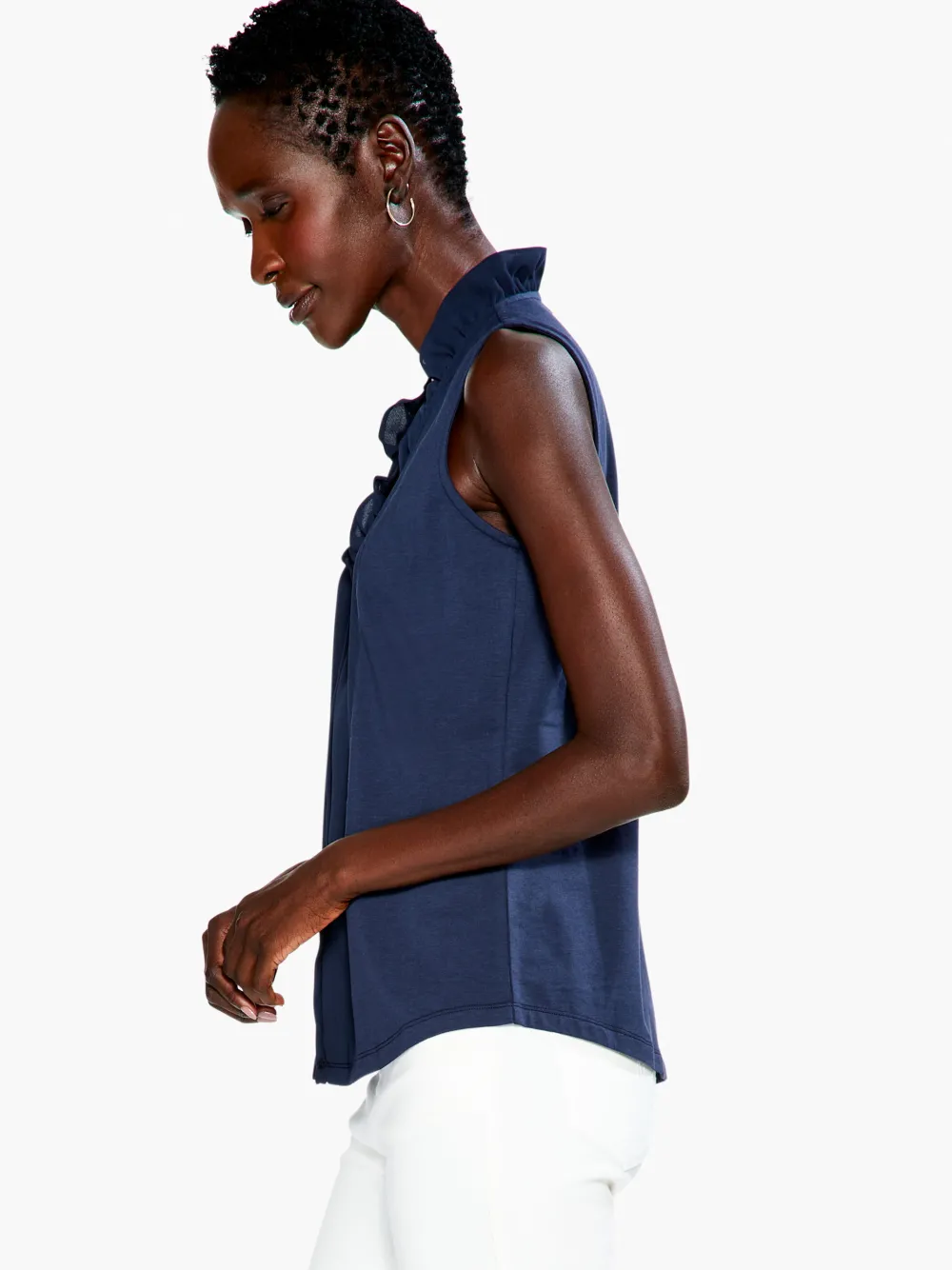 Flash Sale NIC+ZOE Ruffled Around Tank Dark Indigo