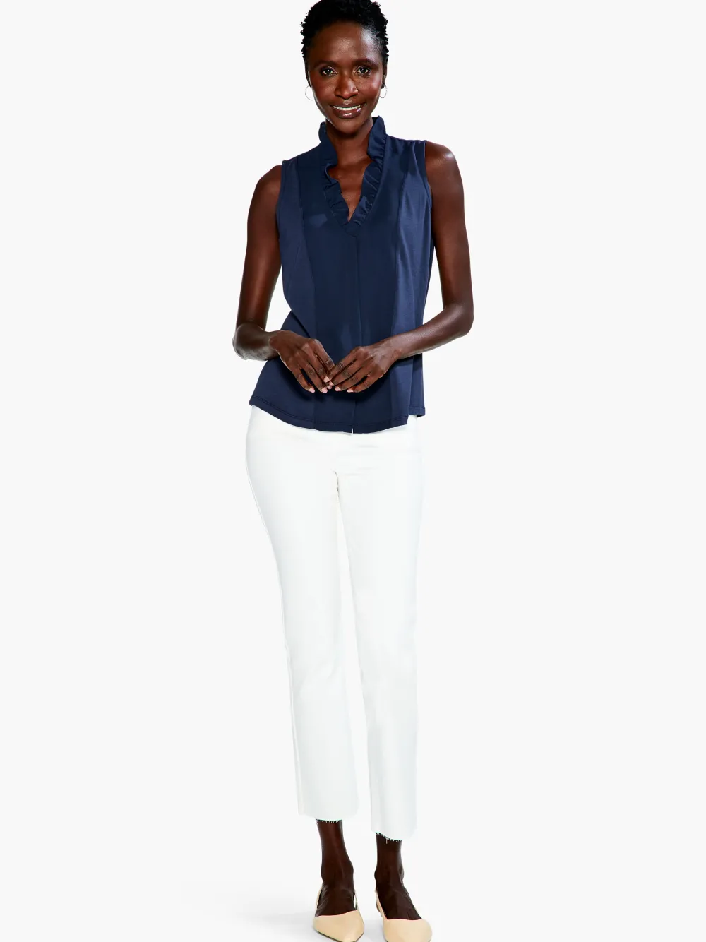 Flash Sale NIC+ZOE Ruffled Around Tank Dark Indigo