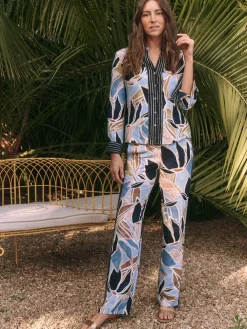 Sale NIC+ZOE Sapphire Shades Wide-Leg Pant Blue Multi