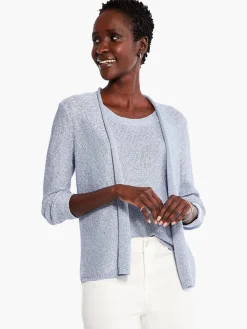 Best Sale NIC+ZOE Sequin Cardigan Blue Glacier