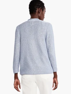 New NIC+ZOE Sequin Cardigan Blue Glacier