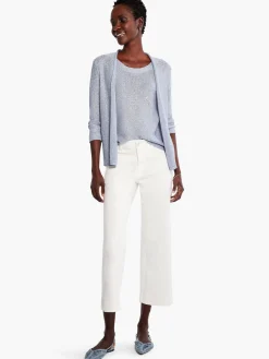 New NIC+ZOE Sequin Cardigan Blue Glacier