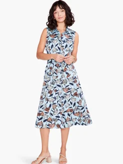 Fashion NIC+ZOE Sky Blooms Shirt Dress Aqua Multi