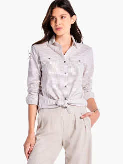 Outlet NIC+ZOE Sleek Striped Shirt Neutral Multi