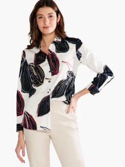 Store NIC+ZOE Stamped Flowers Shirt Black Multi