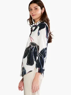 Store NIC+ZOE Stamped Flowers Shirt Black Multi