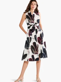 Online NIC+ZOE Stamped Flowers Shirt Dress Black Multi