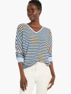 Cheap NIC+ZOE Stamped Stripes Sweater Blue Multi