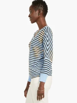 Cheap NIC+ZOE Stamped Stripes Sweater Blue Multi
