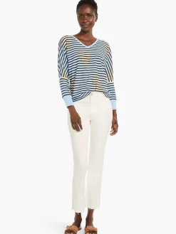 Cheap NIC+ZOE Stamped Stripes Sweater Blue Multi
