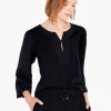 Store NIC+ZOE Statement Sleeve Top Black Onyx