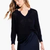 Store NIC+ZOE Summer Split Neck Sweater Dark Indigo
