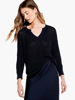 Store NIC+ZOE Summer Split Neck Sweater Dark Indigo