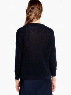 Store NIC+ZOE Summer Split Neck Sweater Dark Indigo