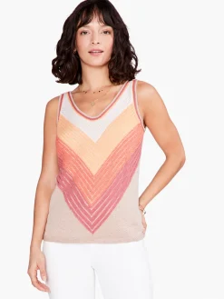 Best NIC+ZOE Sun Ray Crochet Tank Orange Multi