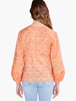 Best NIC+ZOE Swan Rays Top Orange Multi