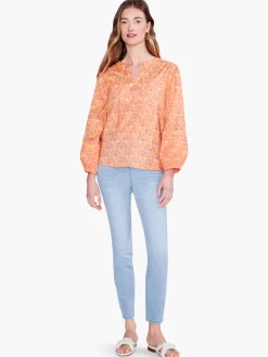 Best NIC+ZOE Swan Rays Top Orange Multi