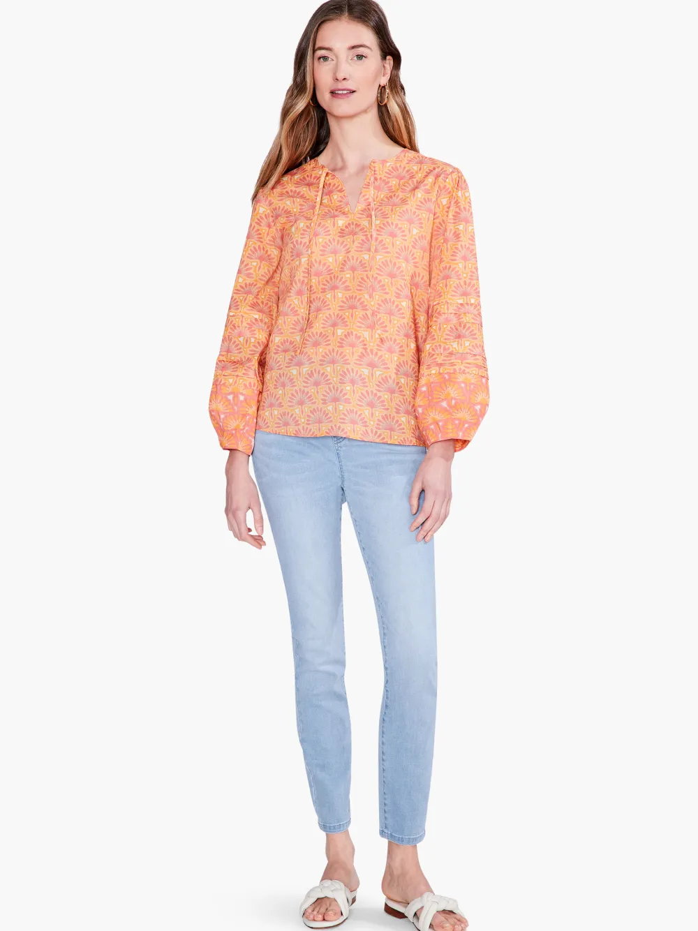 Best NIC+ZOE Swan Rays Top Orange Multi
