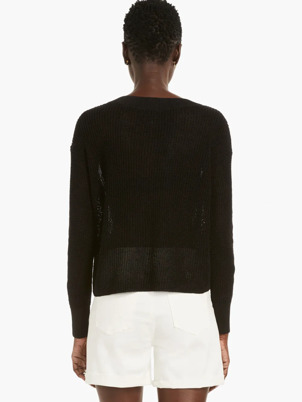 Best NIC+ZOE Textural V-Neck Summer Sweater Black Onyx