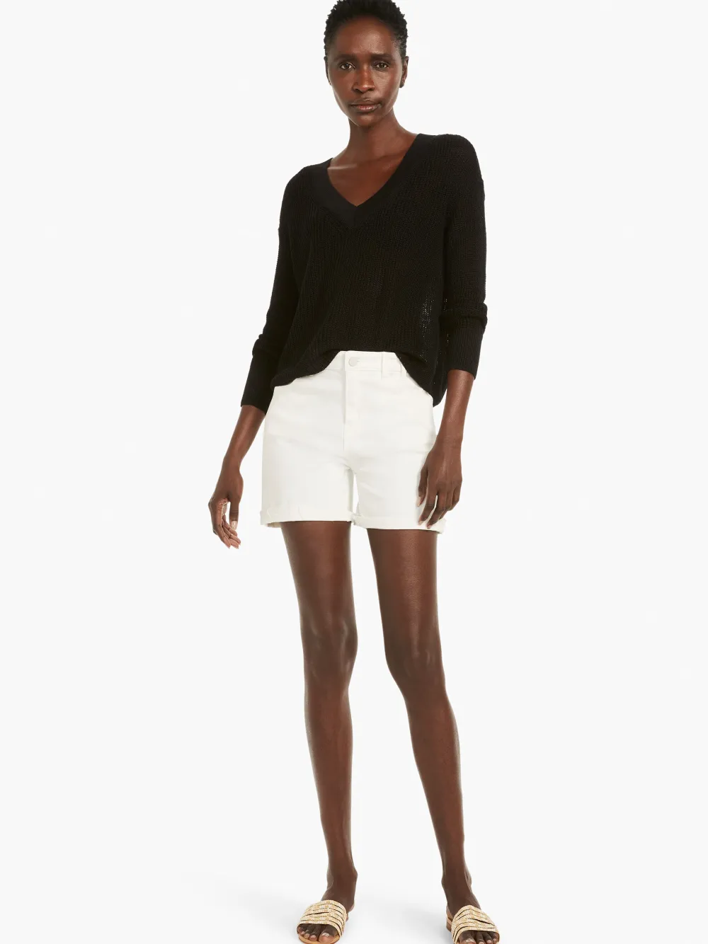 Best NIC+ZOE Textural V-Neck Summer Sweater Black Onyx
