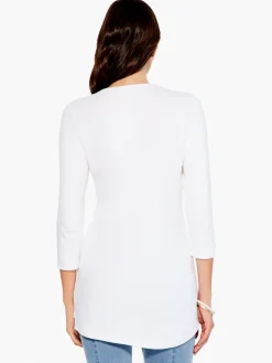 Cheap NIC+ZOE Textured Drape Top Paper White