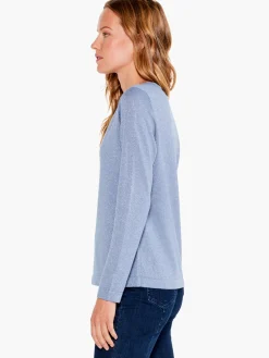 Cheap NIC+ZOE V Neck Long Sleeve Shimmer Sweater Tee Provence