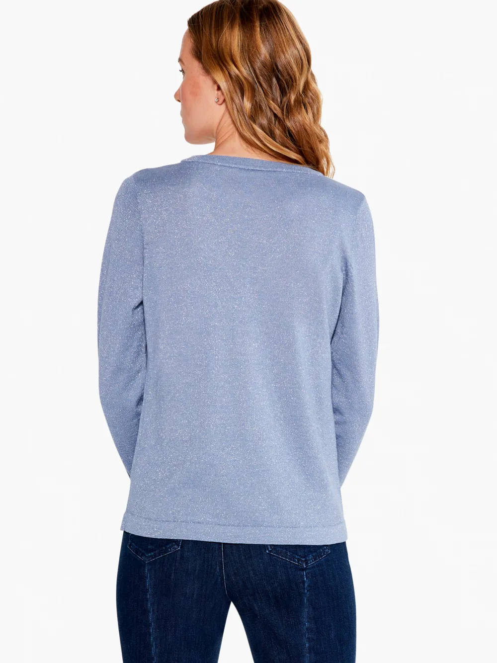 New NIC+ZOE V Neck Long Sleeve Shimmer Sweater Tee Provence