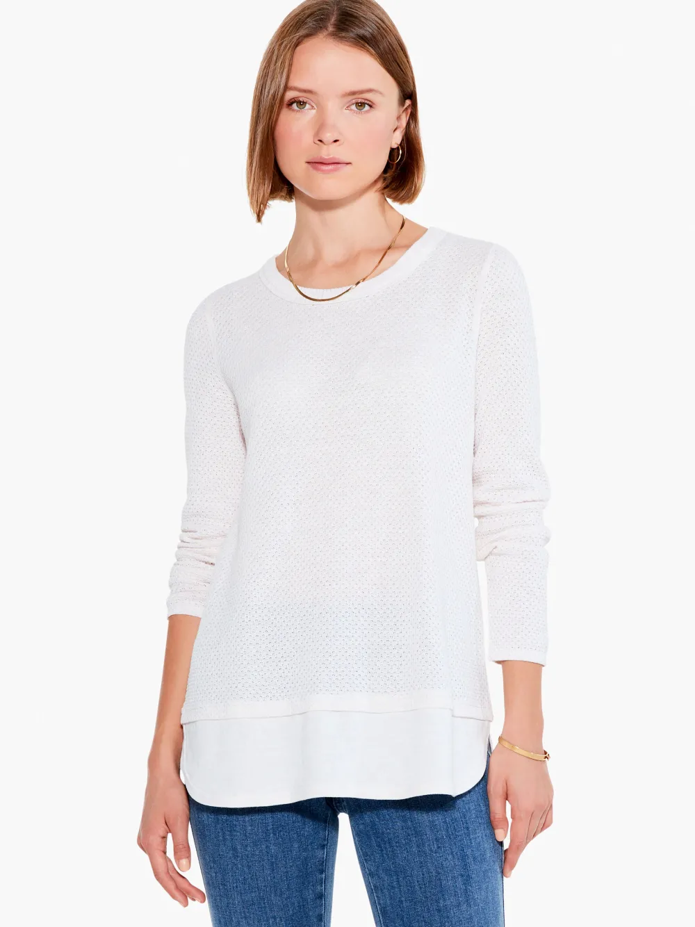 Flash Sale NIC+ZOE Waffle Vital Crew Neck Sweater Cream