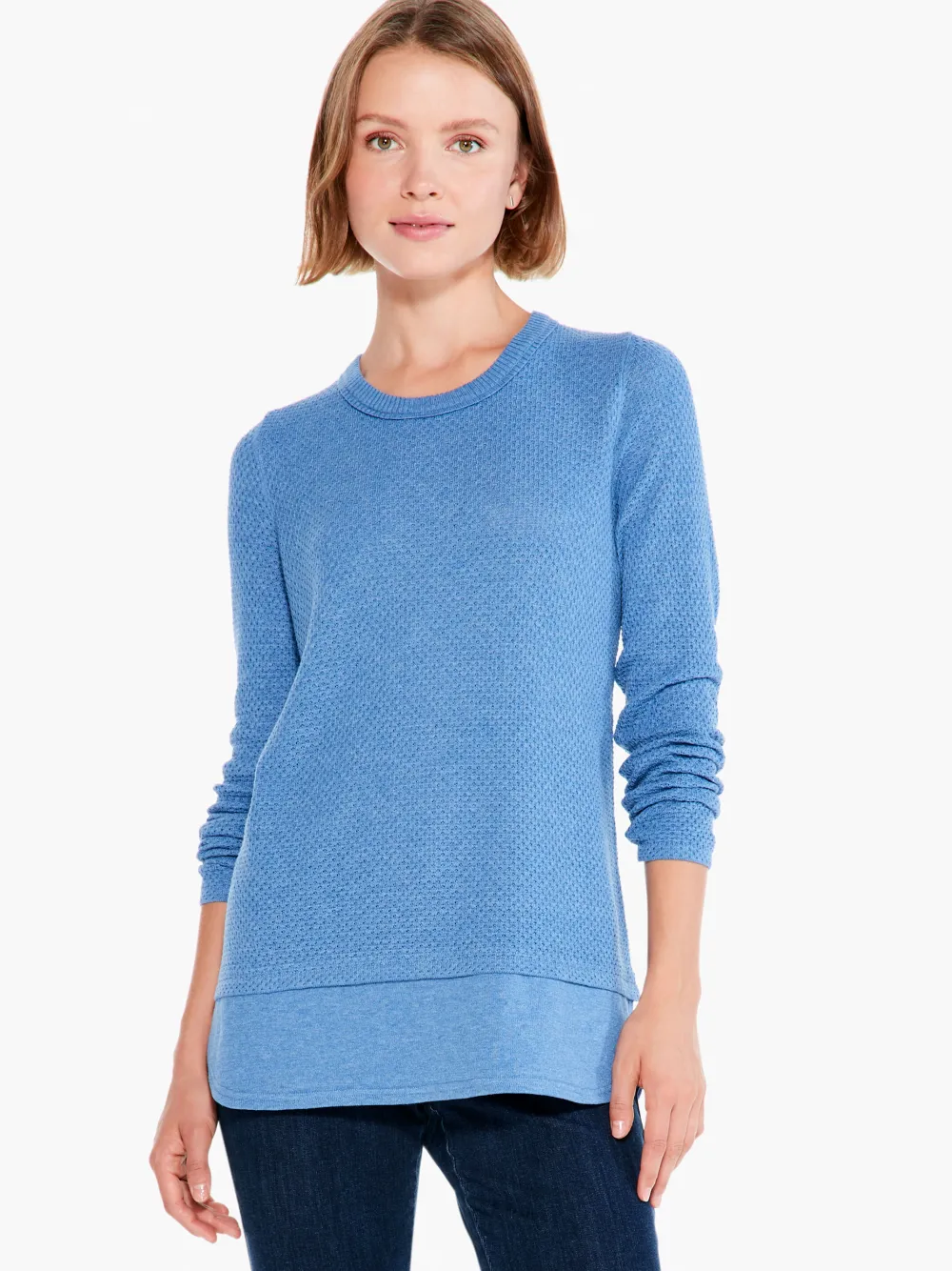 Online NIC+ZOE Waffle Vital Crew Neck Sweater Bayside