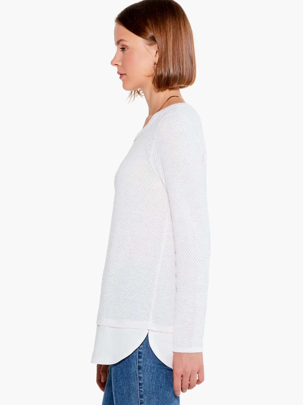 Flash Sale NIC+ZOE Waffle Vital Crew Neck Sweater Cream