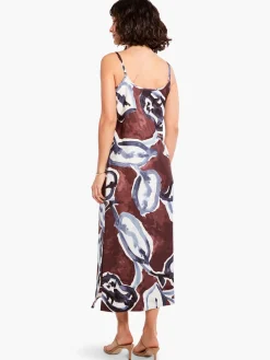 Fashion NIC+ZOE Watercolor Vines Slip Dress Brown Multi