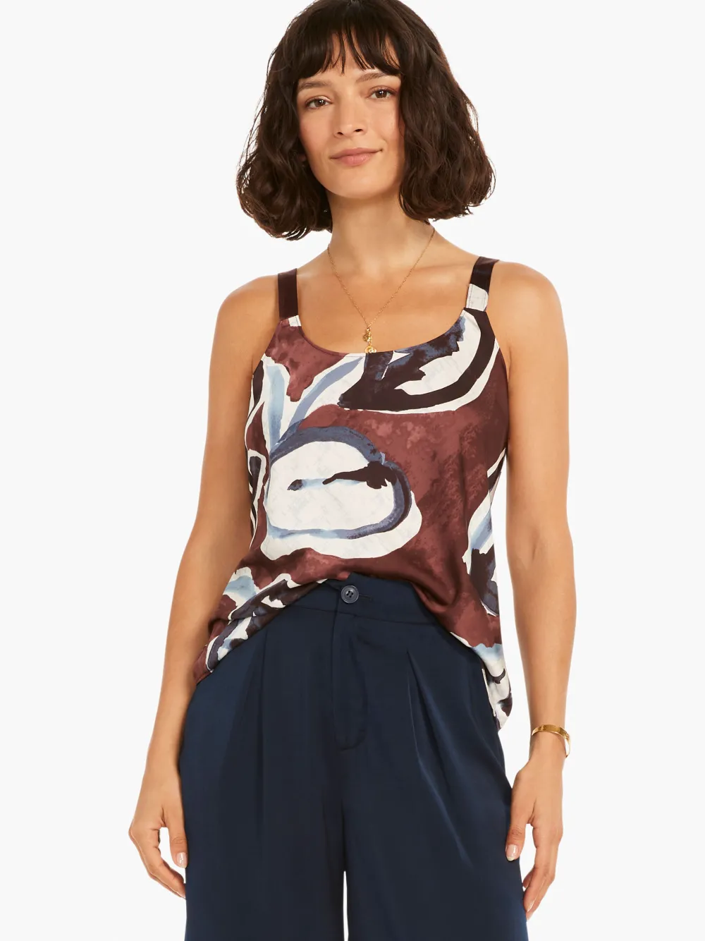 Sale NIC+ZOE Watercolor Vines Tank Brown Multi