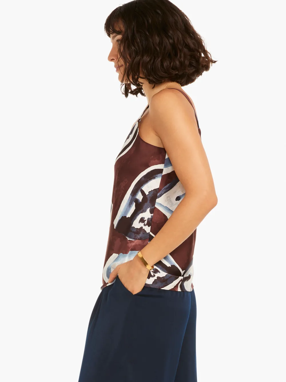 Sale NIC+ZOE Watercolor Vines Tank Brown Multi