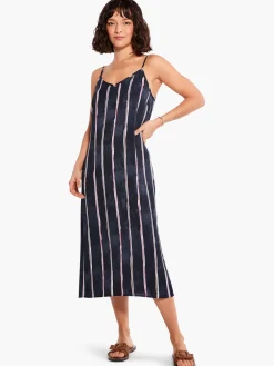 Fashion NIC+ZOE Wavy Lines Slip Dress Indigo Multi